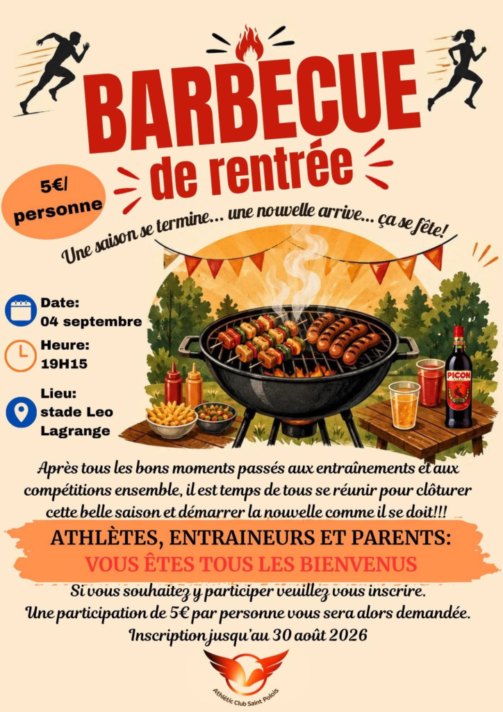 Affiche du barbecue de rentrée de l’Athletic Club Saint Polois